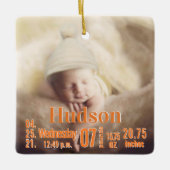 ベビー誕生統計誕生レコードChristmas Photo Cera セラミックオーナメント (正面)