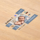ベビー誕生統計1写真アナウンス アクリル招待状 (レイダウン)