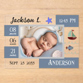 ベビー誕生統計1写真アナウンス アクリル招待状 (正面)