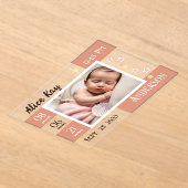 ベビー誕生統計1枚フォトピンクのお知らせ アクリル招待状 (レイダウン)