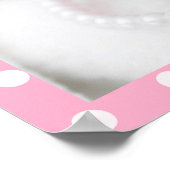 ベビー誕生統計4枚写真コラージュ ピンクの水玉模様 ポスター (角)