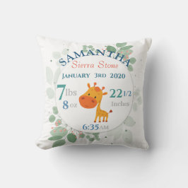 ベビー誕生統計Giraffeと縁ど葉の数 クッション