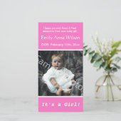 ベビー誕生、フォトピンクを追加 案内状 (スタンド正面)