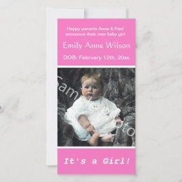 ベビー誕生、フォトピンクを追加 案内状