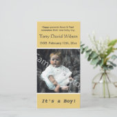 ベビー誕生、写真の追加、黄色 案内状 (スタンド正面)