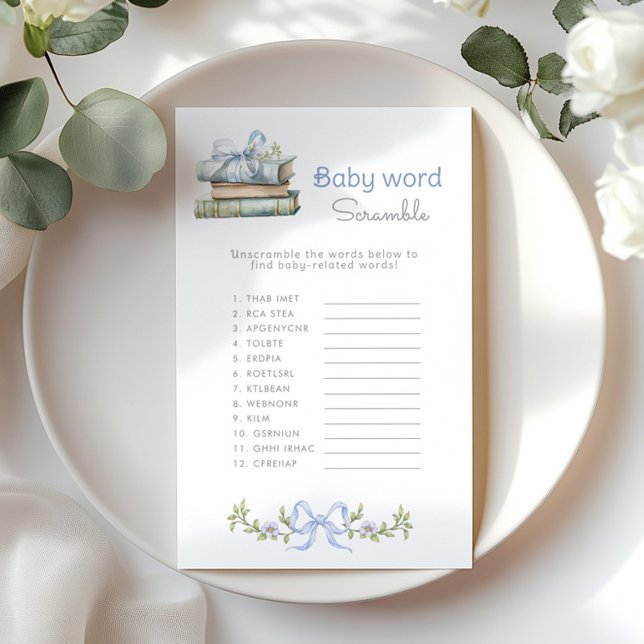 ベビー語スクランブルブルーボウブックスベビーシャワーゲーム (クリエイターアップロード済み)