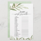 ベビー語スクランブルベビーシャワーゲーム金ゴールド緑 (正面/裏面)