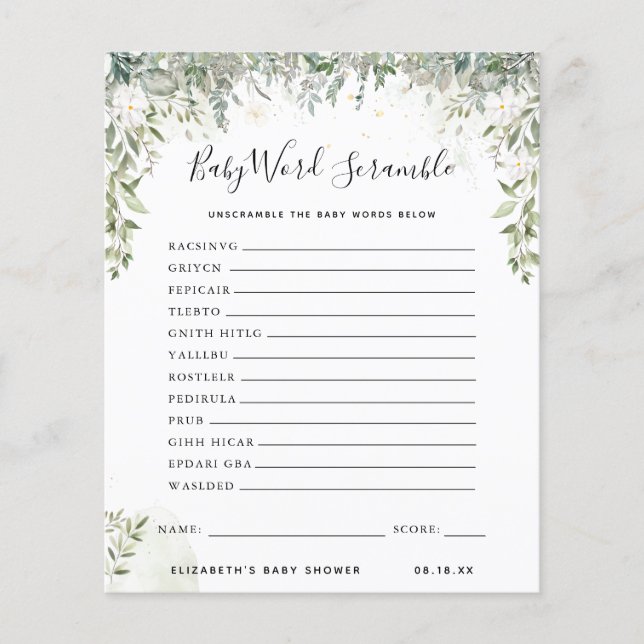 ベビー語スクランブル |赤ちゃんシャワーゲーム (正面)