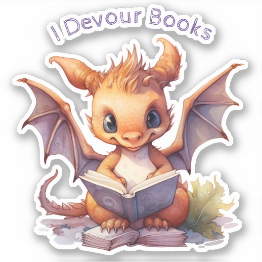 *~*ベビー読ドラゴン – I DEVOUR BOOKS AP88 シール (正面)