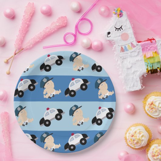 ベビー警察官警官パトカーカスタム紙プレート ペーパープレート (パーティー)