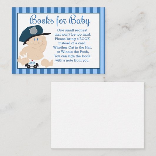 ベビー警察官赤ちゃんシャワーベビー本 エンクロージャーカード (正面/裏面)