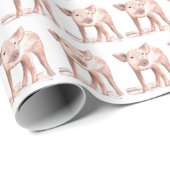 ベビー豚のアートウォーターの色かわいいパターンファーム ラッピングペーパー (ロールコーナー)