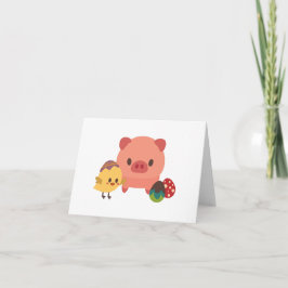 ベビー豚（豚）とチック（鶏）カー空白のド カード