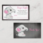 ベビー象おむつラッフルチケットガールピン エンクロージャーカード (正面/裏面)