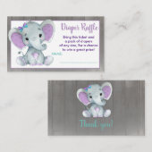 ベビー象おむつラッフルチケットパープルティール（緑がかった色） エンクロージャーカード (正面/裏面)