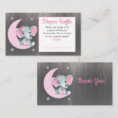 ベビー象おむつラッフルチケットムーンスターピンク エンクロージャーカード (正面/裏面)