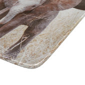 ベビー象かわいいアフリカゾウと母 カッティングボード (角)