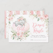 ベビー象かわいらし赤面バラおむつラッフル エンクロージャーカード (正面/裏面)