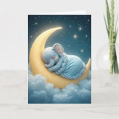 ベビー象が三日月で眠る カード (正面)