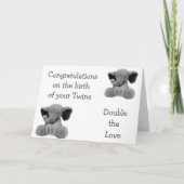 ベビー象が新しい双子と二重の愛を言う カード (正面)