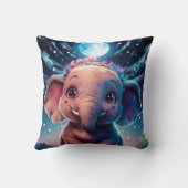 ベビー象が満月の光の下でポーズ クッション (裏面)