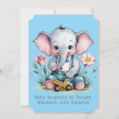 ベビー象とトラックの男の子の赤ちゃんシャワー 招待状 (裏面)