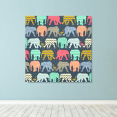 ベビー象とフラミンゴ キャンバスプリント (インサイチュ (ウッドフロア))