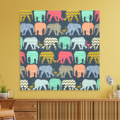 ベビー象とフラミンゴ キャンバスプリント (インサイチュ (リビング))