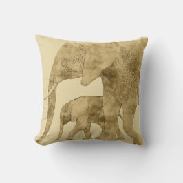 ベビー象と母 クッション