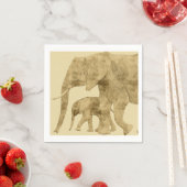 ベビー象と母 スタンダードカクテルナプキン (インサイチュ)