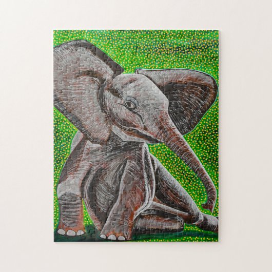 ベビー象のパズルの提起 ジグソーパズル (縦)