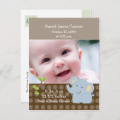 ベビー象の写真誕生のお知らせカスタム 案内ポストカード (正面/裏面)