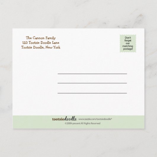 ベビー象の写真誕生のお知らせカスタム 案内ポストカード (裏面)