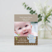 ベビー象の写真誕生のお知らせカスタム 案内ポストカード (スタンド正面)