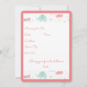 ベビー象の動物園の動物の少年または少女 招待状 (裏面)