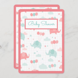 ベビー象の動物園の動物の少年または少女 招待状