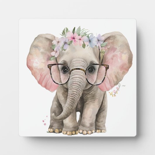 ベビー象の卓上プレートとイーゼル フォトプラーク (正面)