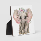 ベビー象の卓上プレートとイーゼル フォトプラーク (正面)