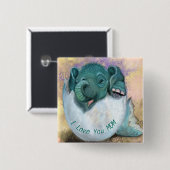 ベビー象の卵ボタン – I Love You MOM 缶バッジ (正面&裏面)