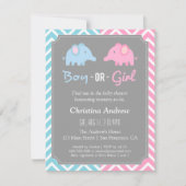 ベビー象の性はベビーシャワーのパーティーを明らかにします 招待状 (正面)