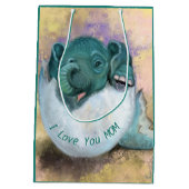 ベビー象の抱き枕私はあなたを愛する母 – あなたのテキスト ミディアムペーパーバッグ (裏面)
