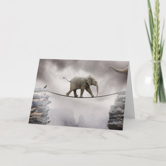 ベビー象の歩行綱渡り カード (正面)