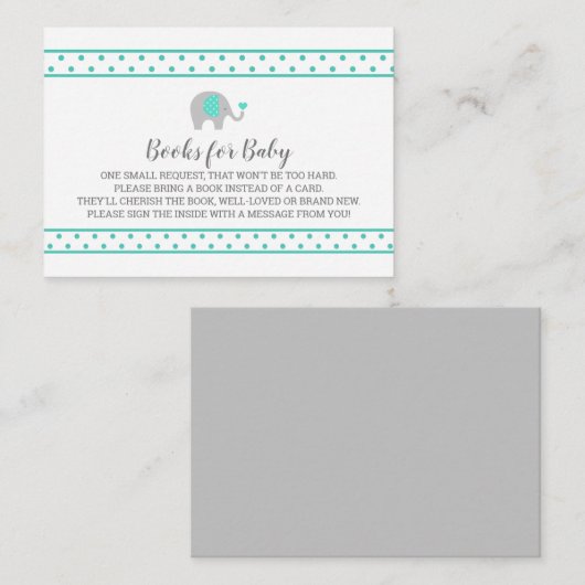 ベビー象の水玉模様ホワイトブックリクエスト エンクロージャーカード (正面/裏面)