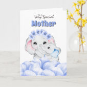 ベビー象の男の子の母の日フローラ カード (黄色い花)