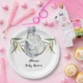 ベビー象の男女兼用な水彩画 ペーパープレート (パーティー)