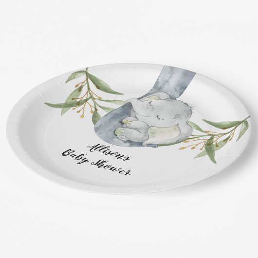 ベビー象の男女兼用な水彩画 ペーパープレート (アングル)