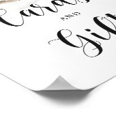 ベビー象の緑の葉のカードとギフトのサイン ポスター (角)