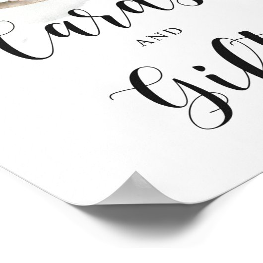 ベビー象の緑の葉のカードとギフトのサイン ポスター (角)