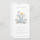 ベビー象の葉Any年齢誕生日招待状 サンキューカード (正面)