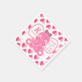 ベビー象の誕生発表ピンクの少女 スタンダードカクテルナプキン (角)